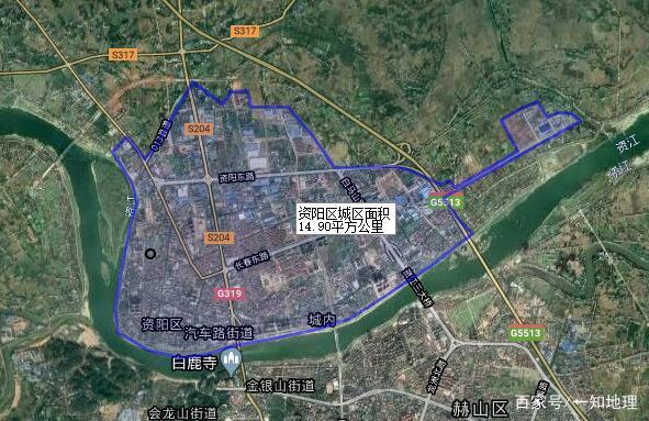 益陽市各區縣城區面積排名,赫山區排名第一,其他都是小弟